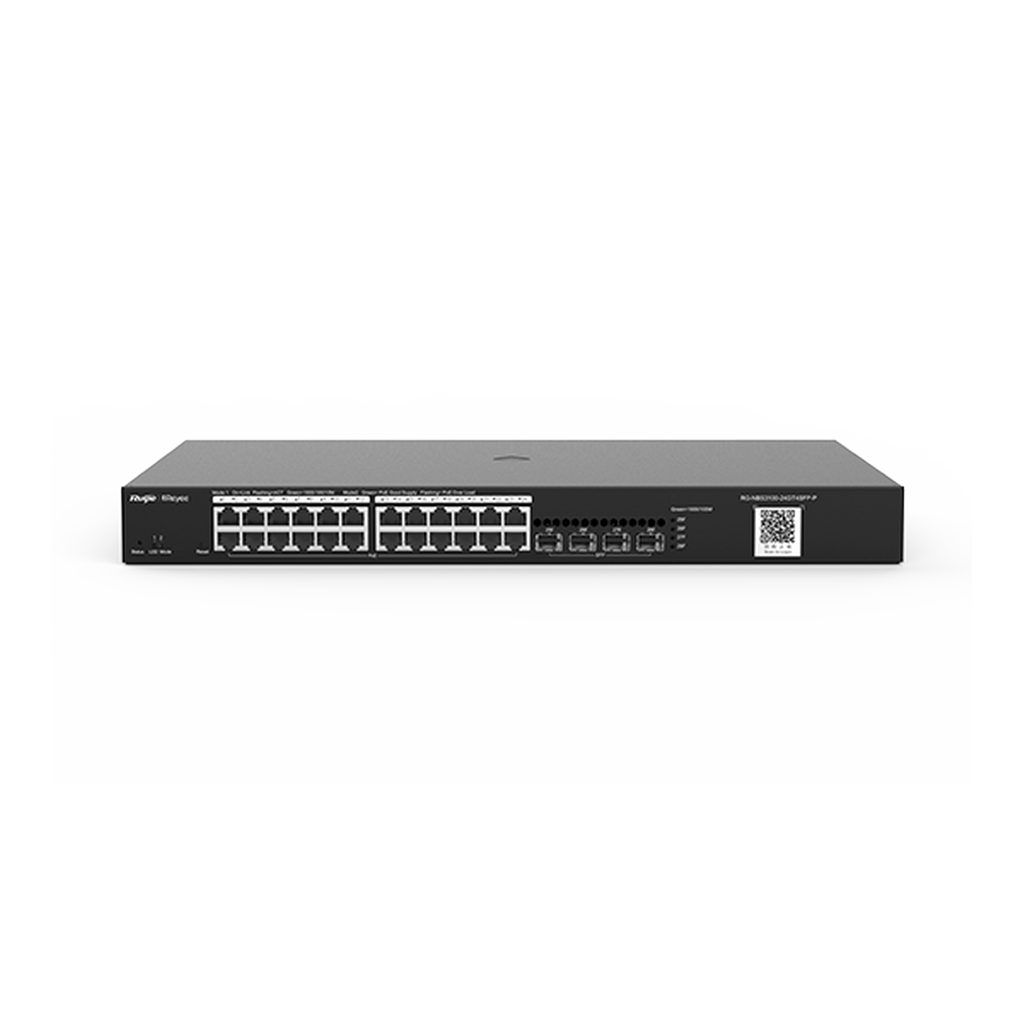 Reyee RG-NBS3100-24GT4SFP-P 26 Portlu, 10/100/1000 Gigabit, L2 Yönetilebilir Switch, 4 SFP, 24 Port PoE+ (370W)